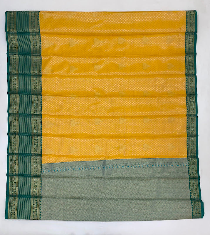 Yellow Color Soft Silk With Zari Work Contrast Pallu Saree In Yuma