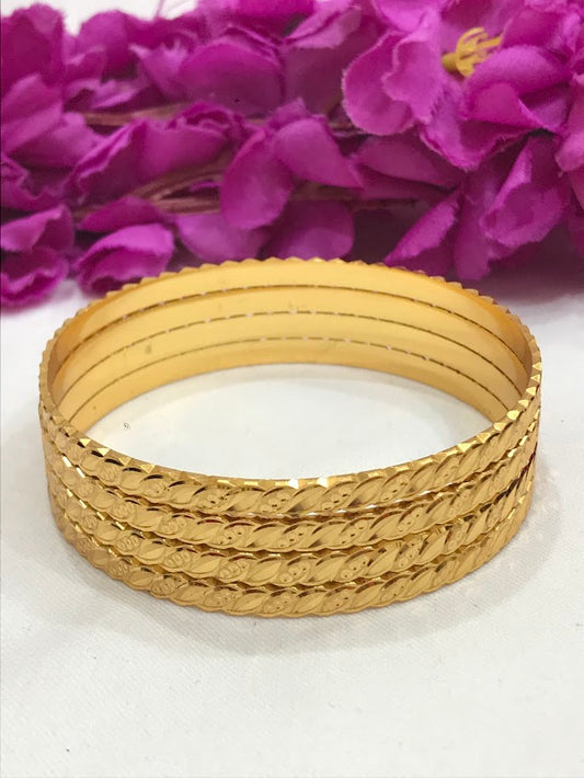 Alluring Gold Plated Designer Work Bangles Set For Women