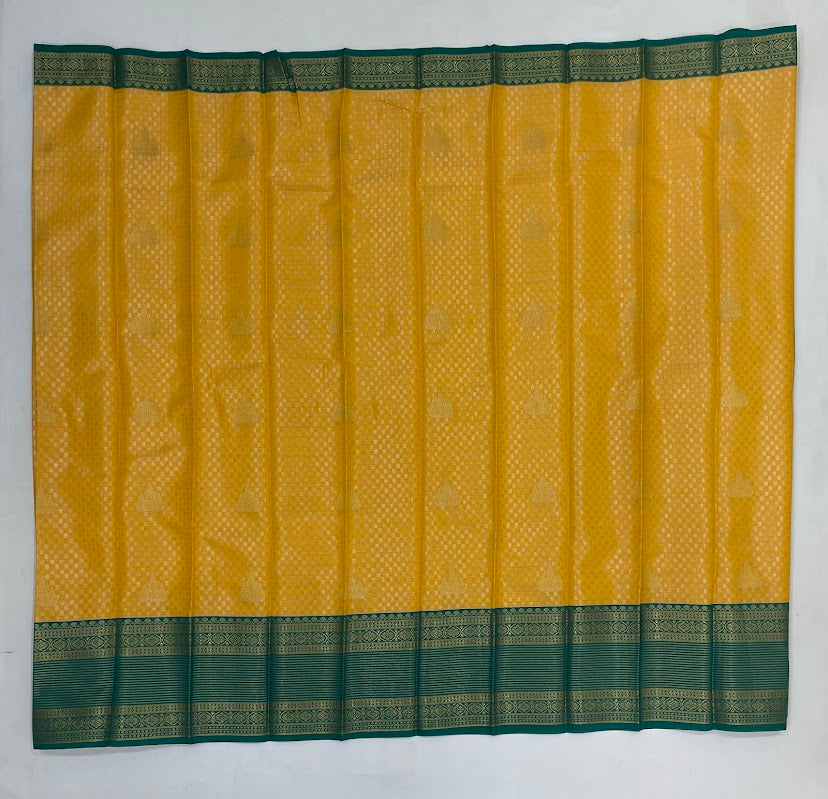 Yellow Color Soft Silk With Zari Work Contrast Pallu Saree In Suncity