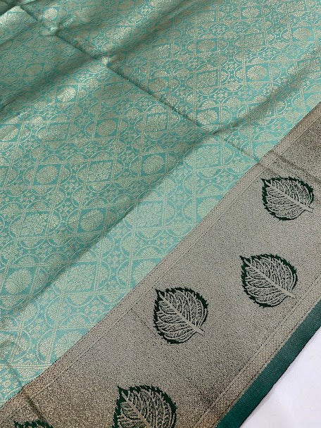 Green Color Art Silk With Zari Work Saree In Yuma