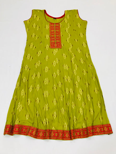  Green Colored Embroidery Work With Silk Cotton Kurti In Tuscon