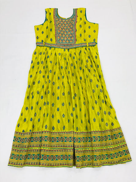 Charming Yellow Colored Embroidery Work With Silk Cotton Kurti With Dupatta In Yuma