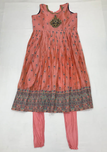 Lovely Pink Colored Embroidery Work With Silk Cotton Kurti Suit For Women