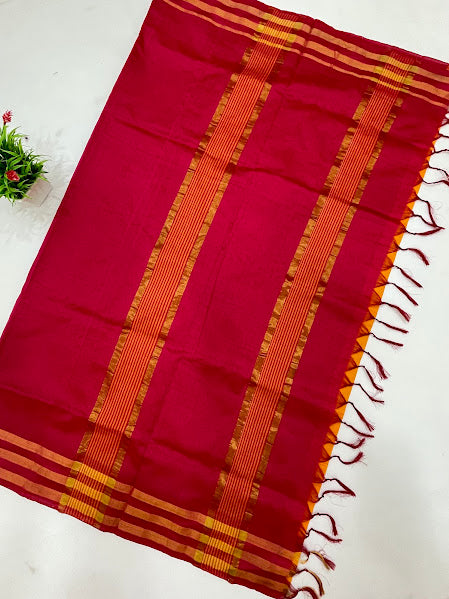Yellow Color Zari Work Border With Cotton Saree In USA