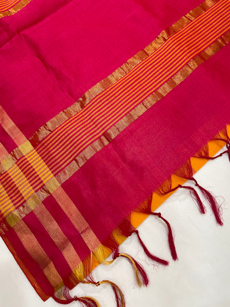 Yellow Color Cotton Saree In Suncity
