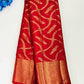 Beautiful Red Colored Silk Cotton Saree With Zari Work For Women