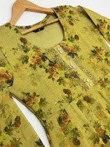Green Color Tissue Silk With Floral Design Kurti In Chandler