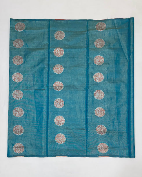 Appealing Green Color Tissue Silk With Zari Work Saree In Mesa