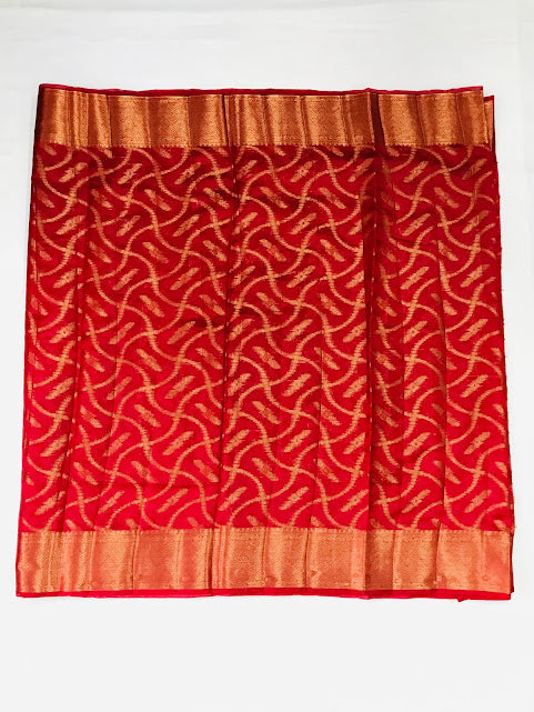 Beautiful Red Colored Raw Silk Saree With Zari Work In Tauson