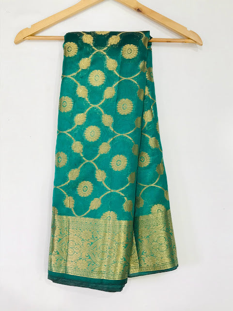 Gorgeous Teal Green Color With Zari Work For Women In Tucson