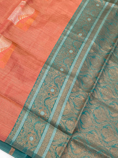 Pastel Color Tissue Silk With Zari Work Saree In Yuma