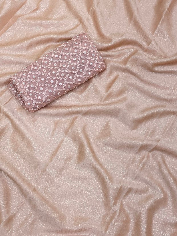 Attractive Peach Color Chiffon Saree In Mesa