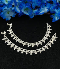 Beautiful Silver Color Anklets With Stone Work For Women