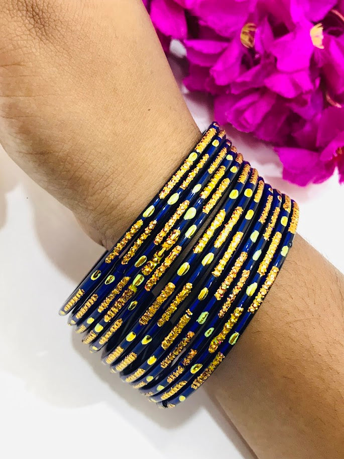 Blue Color Glass Bangles With New Designs Near Me