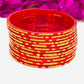 Stunning Red Color Glass Bangles With New Design For women