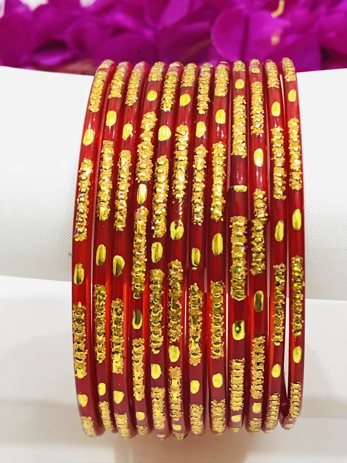 Red Color Glass Bangles With New Design Near Me