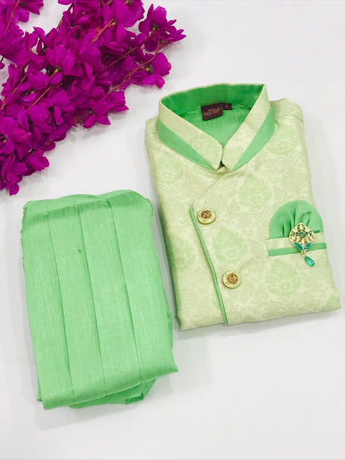 Appealing Green Color Boys Kurta With Pajama Set In USA