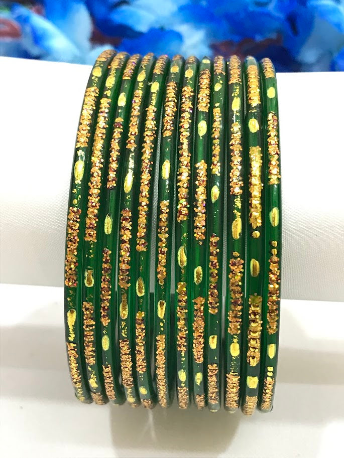 Gorgeous Green Color New Design Glass Bangles For Women