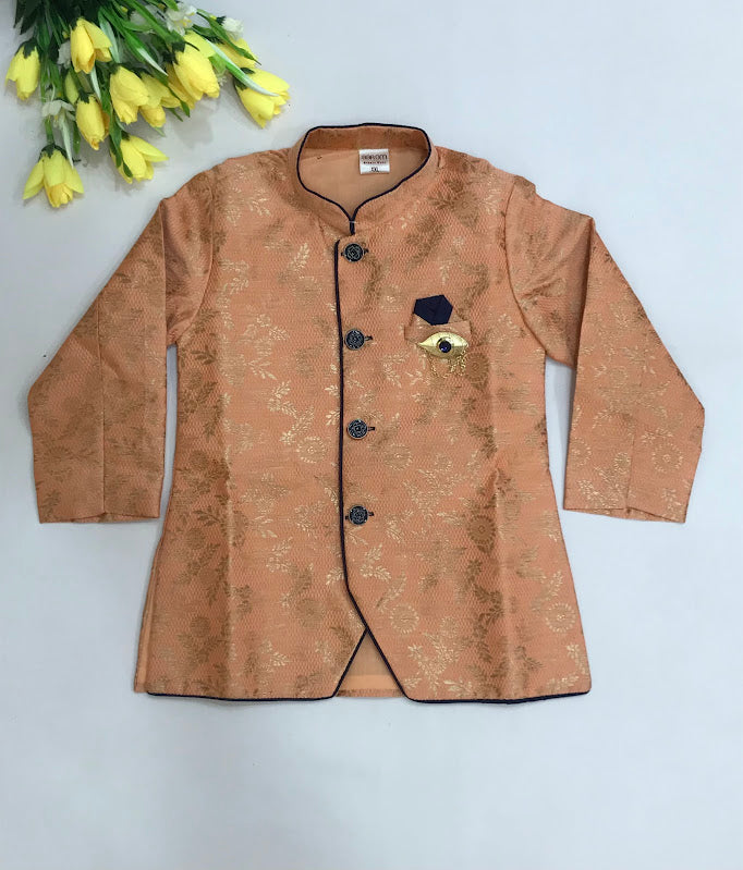 Silk Cotton Sherwani Suit With Brooch Pin In Chandler