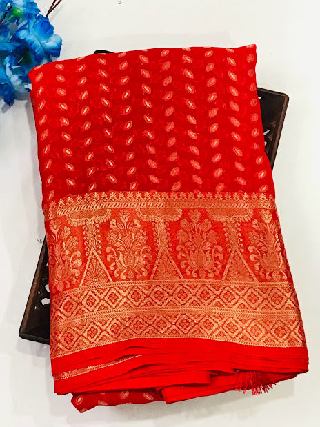  Red Color Designer Georgette Saree  Near Me