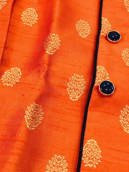 Elegant Orange Color Designer Silk Kurta With Pajama Set