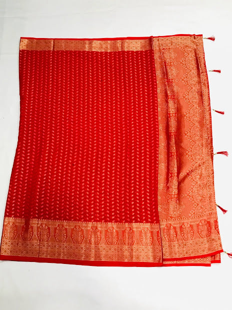 Saree With Leaf Designs And Fancy Tassels  in USA