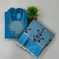 Sky Blue Color Silk With Printed And Stone Work Langa Sets In USA