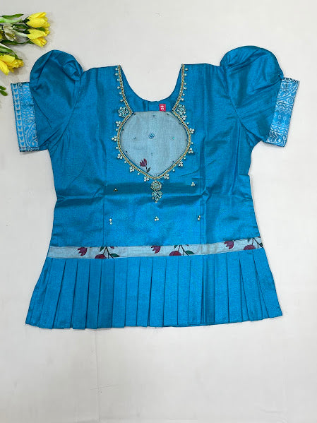 Sky Blue Color With Printed And Stone Work Langa Sets In Mesa