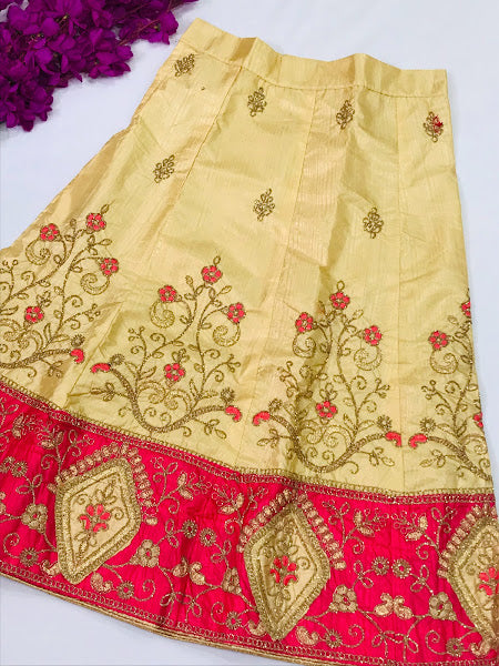 Magnificent Pink Color Satin Silk Lehenga Choli With Embroidery Work For Kids In Phoenix 