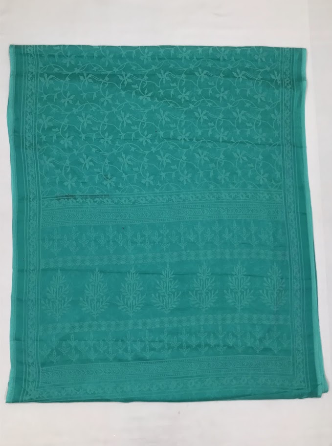 Rama Green Color Chiffon Unique Designed Saree In USA