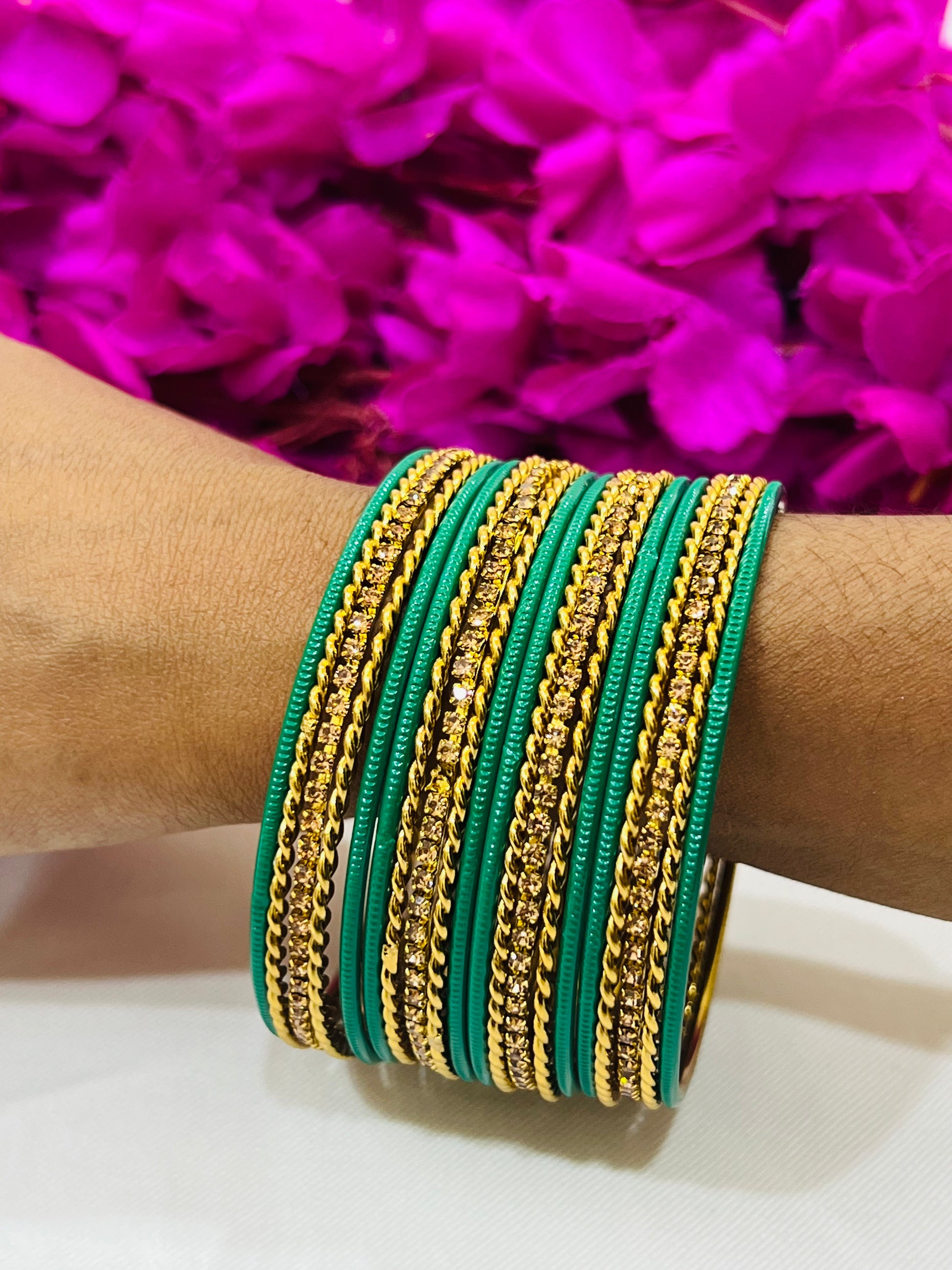 Charming Green Color Metal Bangles In Chandler