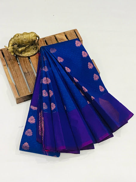 Dazzling Blue Colored Art Silk Saree In Seligman