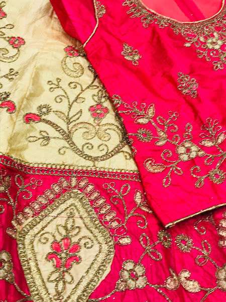 Magnificent Pink Color Satin Silk Lehenga Choli With Embroidery Work For Kids In USA