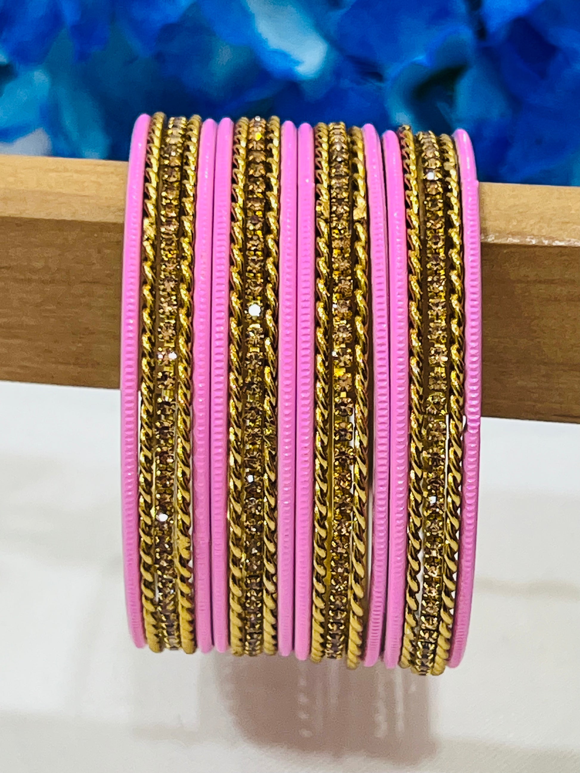 Gorgeous Pink Color Metal Bangles With Stones In Chandler