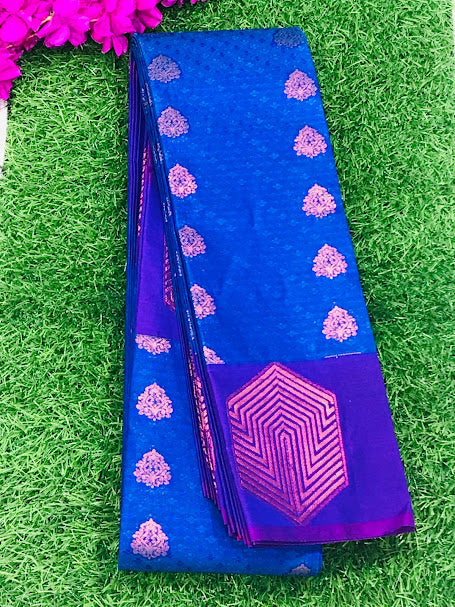 Beautiful Blue Colored Art Silk Saree In Williams