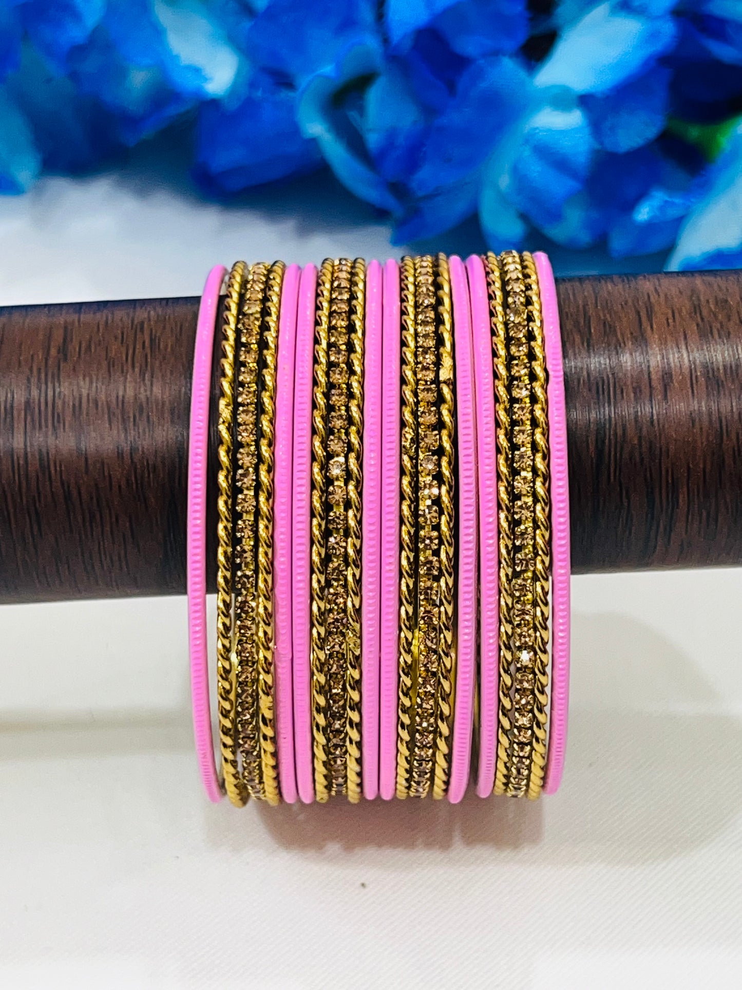 Gorgeous Pink Color Metal Bangles With Stones In Tucson