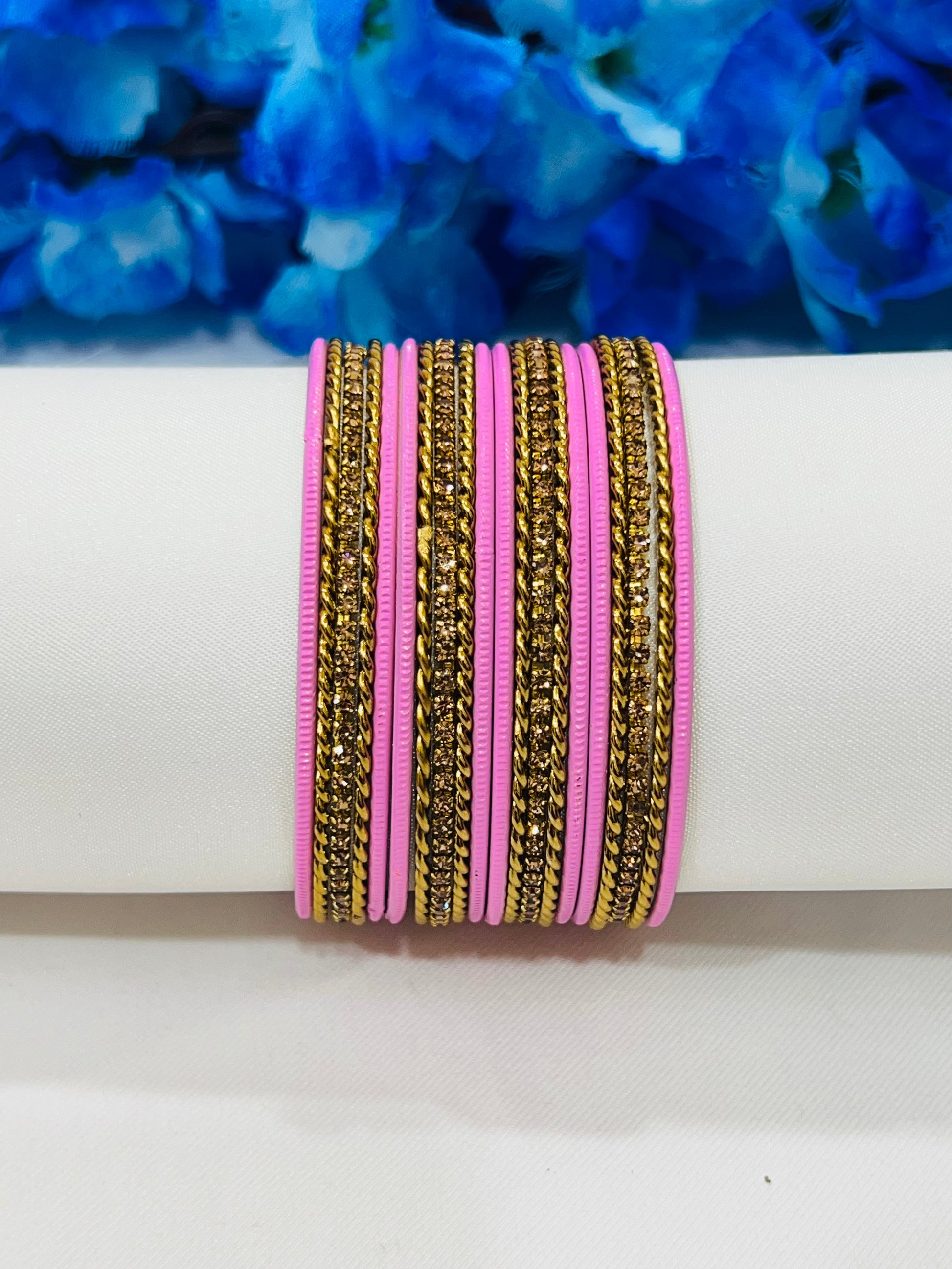 Gorgeous Pink Color Metal Bangles With Stones Near Me