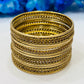 Pretty Gold Color Metal Bangles With Golden Design For Women