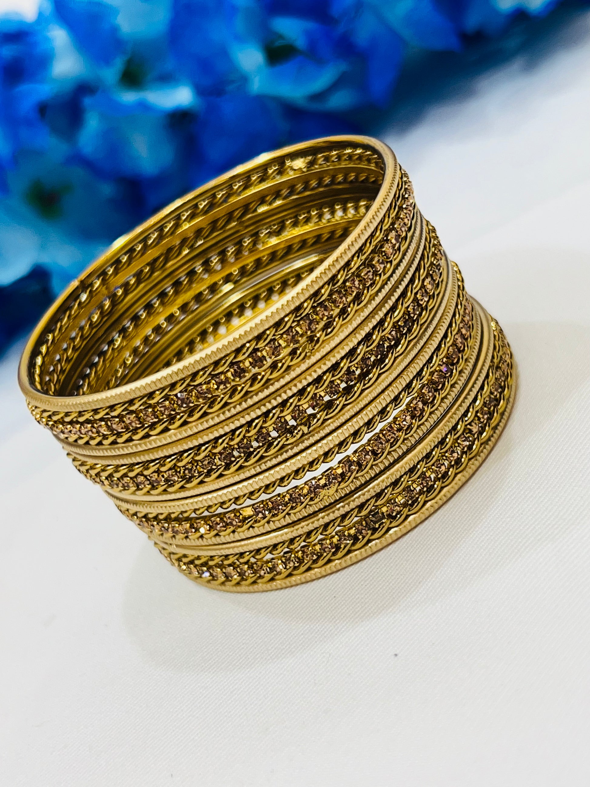 Lovely Metal Bangles With Golden Design In USA