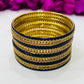 Exquisite Navy Blue Color Metal Bangles With Golden Stone For Women