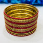 Delightful Red Color Metal Bangles With Glimmer Stone Work For Women