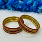 Red Color Metal Bangles With Glimmer Stone Work In Suncity