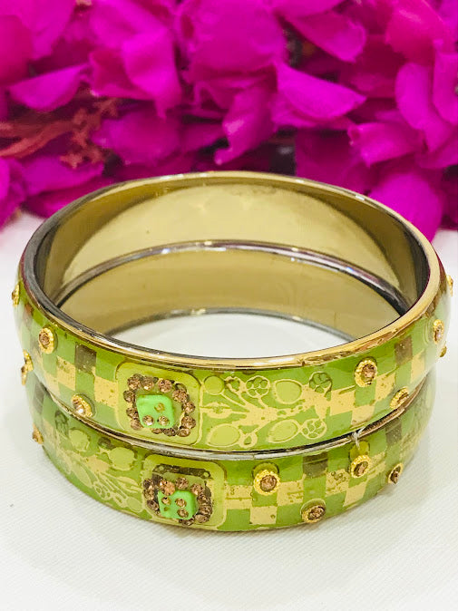 Beautiful Light Green Color Unbreakable Glass Bangles For Women