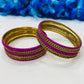 Lovely Violet Color Metal Bangles With Stone In Mesa