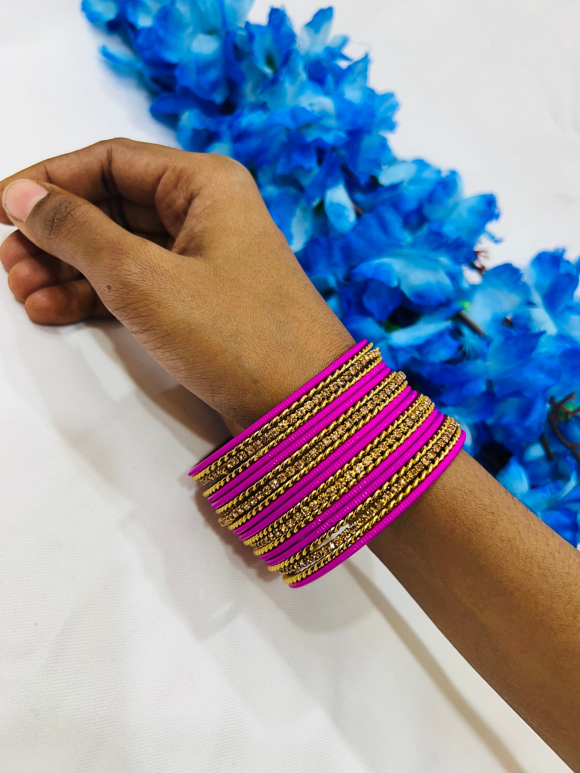 Beautiful Violet Color Metal Bangles With Stone In USA