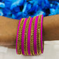 Violet Color Metal Bangles With Golden Stone In Mesa