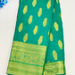 Fabulous Green Color Designer Georgette Saree With Butta Motifs And Rich Pallu