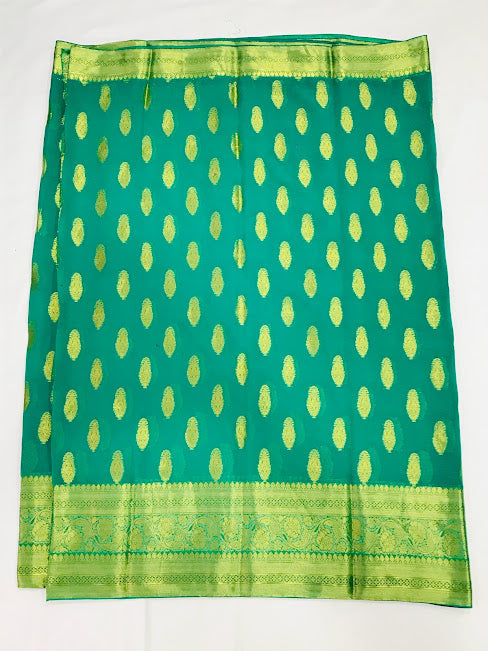 Fabulous Green Color Designer Georgette Saree With Butta Motifs In USA