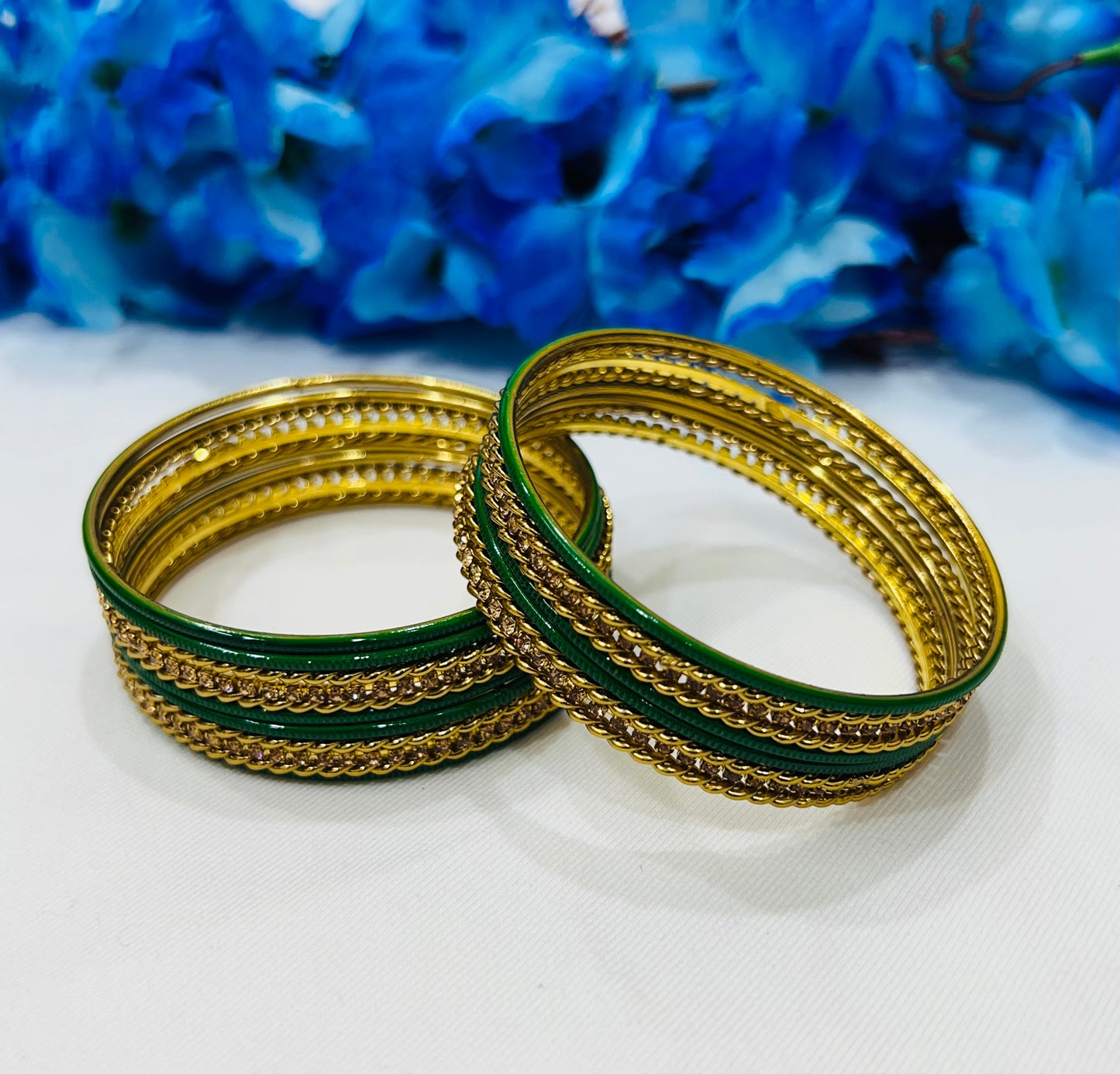 Alluring Green Color Unique Design Metal Bangles For Women