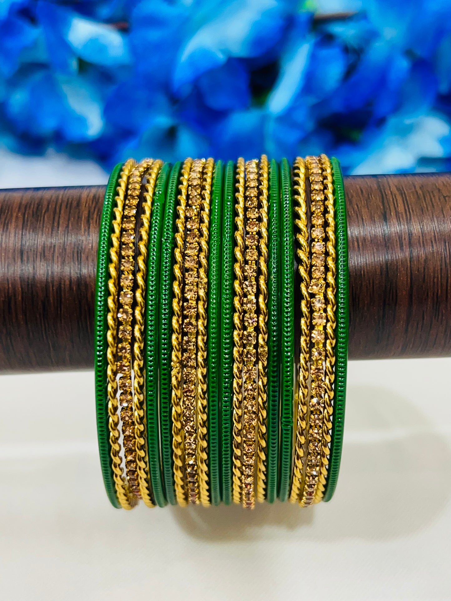 Alluring Green Color Unique Design Metal Bangles For Women